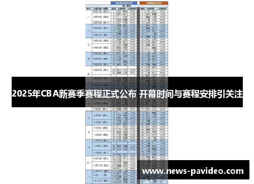 2025年CBA新赛季赛程正式公布 开幕时间与赛程安排引关注
